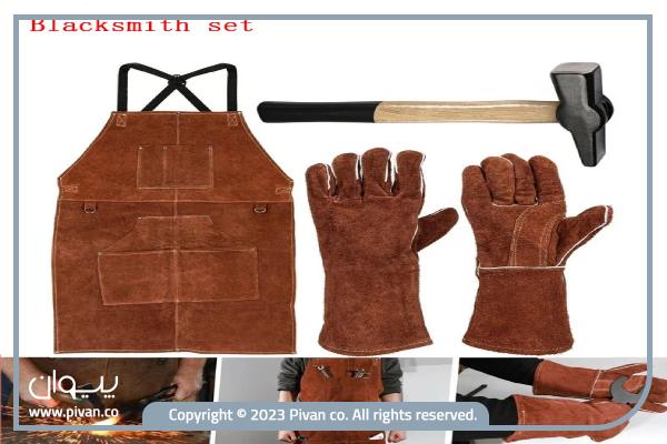 ست دستکش مخصوص و پیش‌بند آهنگری-پیوان مرجع قیمت آهن-\d,hk