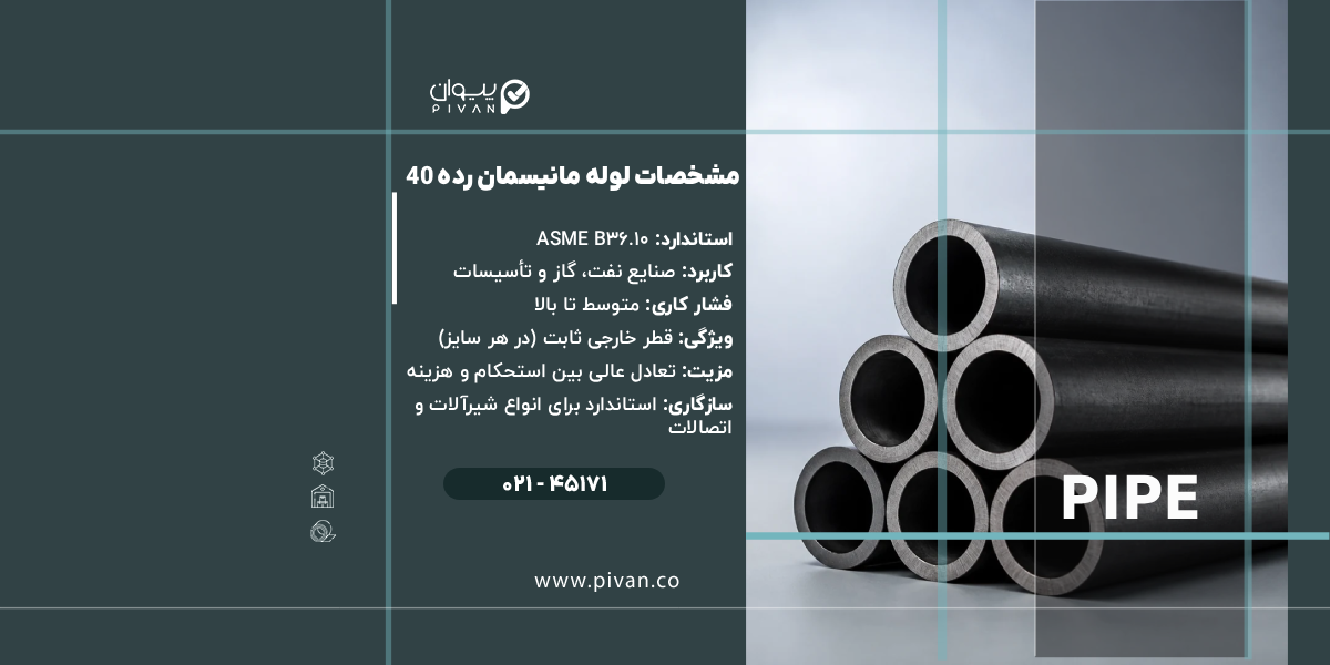 مشخصات لوله مانیسمان رده 40