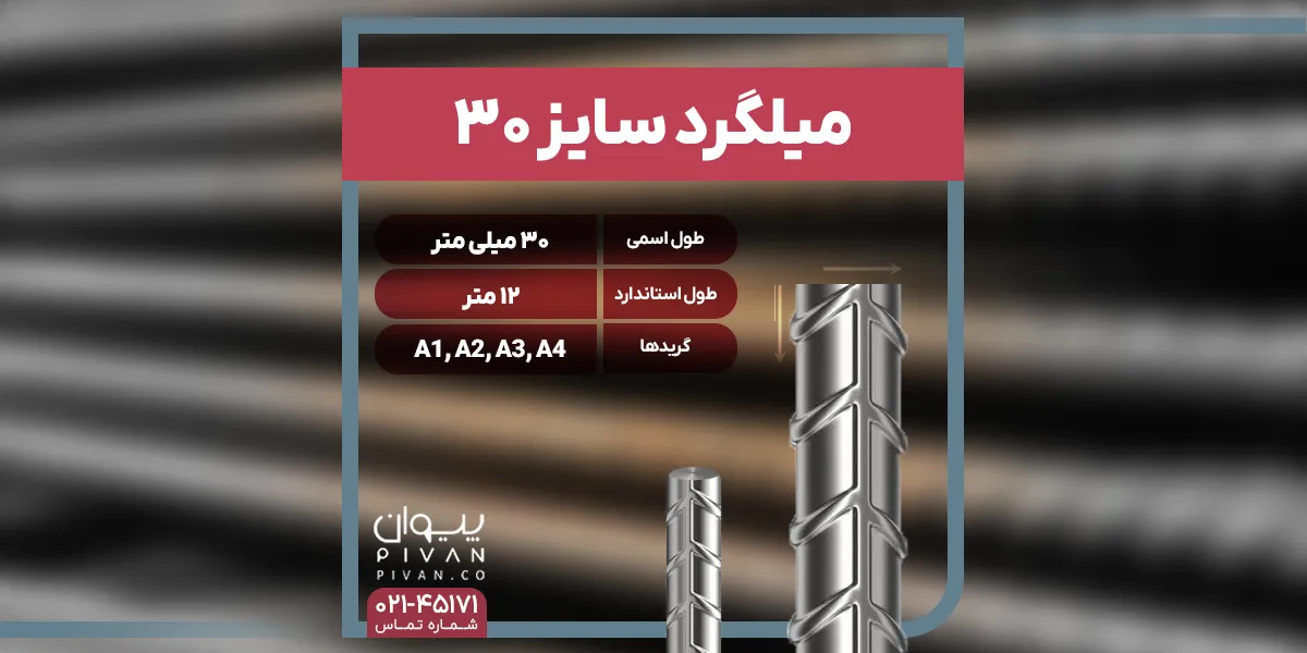 میلگرد سایز 30
