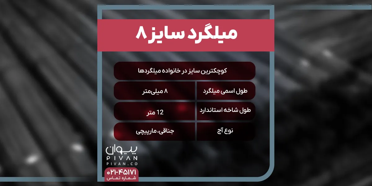 میلگرد سایز 8