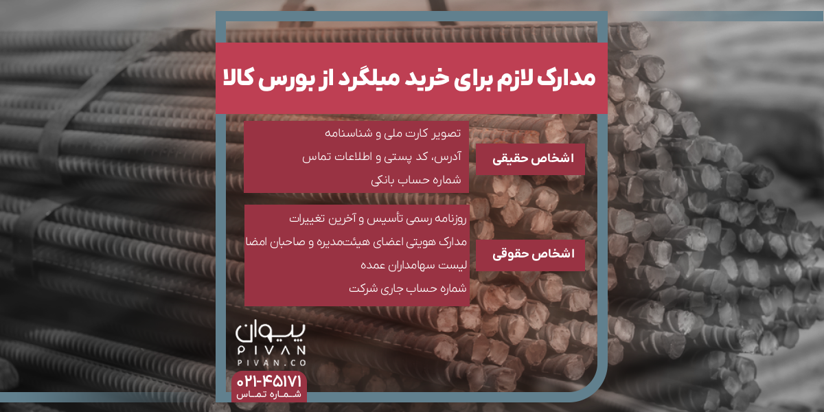 مدارک مورد نیاز برای خرید میلگرد از بورس کالا